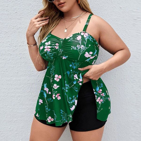 Roupas de banho feminina plus size duas peças de banho femininas imprimir verão grande traje de banho