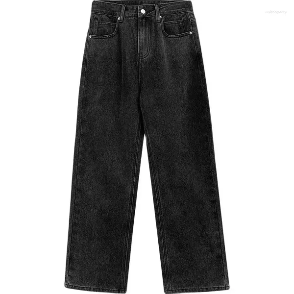 Jeans femininos 2024 Mulher reta negra Autumn Cantura alta Rua instantâneo