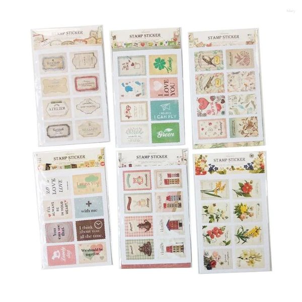 Geschenkverpackung 60Packs/Lot Vintage Stamps Sticker Tower Series Paper Note Dekoration Etikett Großhandel Großhandel