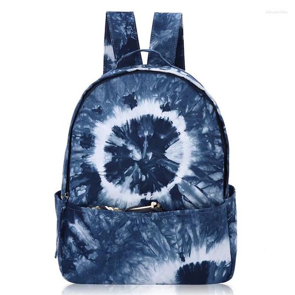 Bolsas escolares Angel Barcelo Women Denim Canvas Backpack Bohemian Style Vintage Tie-Dye Impresso