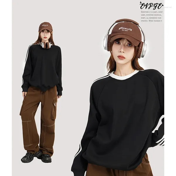 Capuz do mole-mole de moda Pullover de manga longa Camisetas mulheres estilo coreano MUJER TOPS CASUAL TOPS CASUAL TOPS FACULDADE PELE