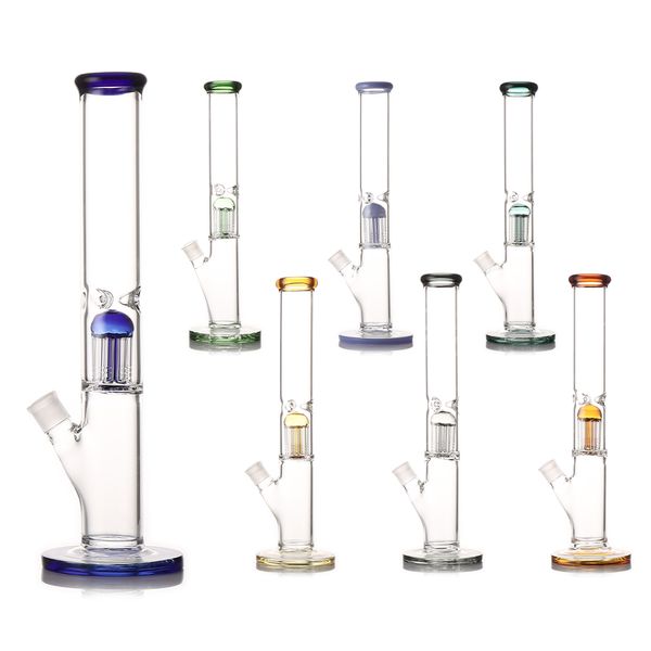 16 inç Başlık Cam Bong Ağır Kalın Kalın Kalın Çok Renkli Beher Bong Buz Catcher Denizanası Filtresi Nargile Cam Bong Dab Rig Recycler Su Bongs 14mm ABD Deposu