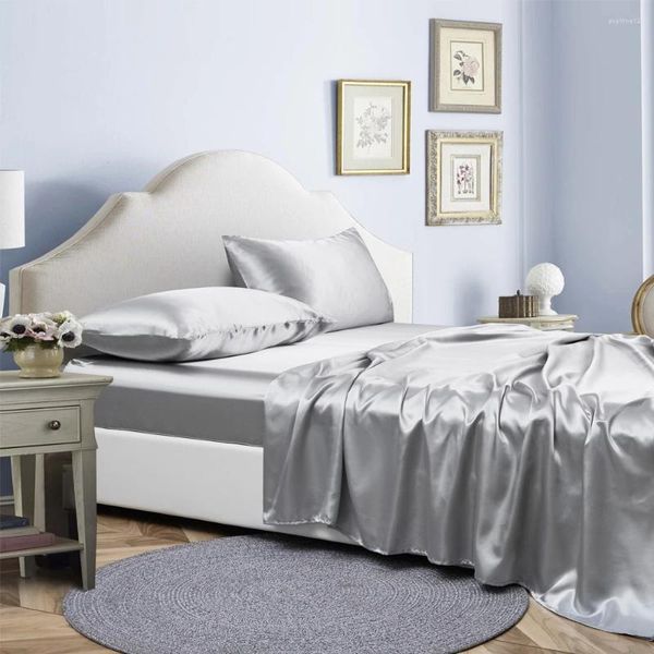 Наборы для постельных принадлежностей 4pcs Satin Been Linen Home Elastic Pitted Sheet Silk Set Shets Lease и роскошные брена