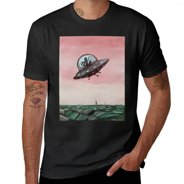 Polos masculinos Visita extraterrestre 2 camiseta de camiseta Blacks Roupas estéticas Animal Princip