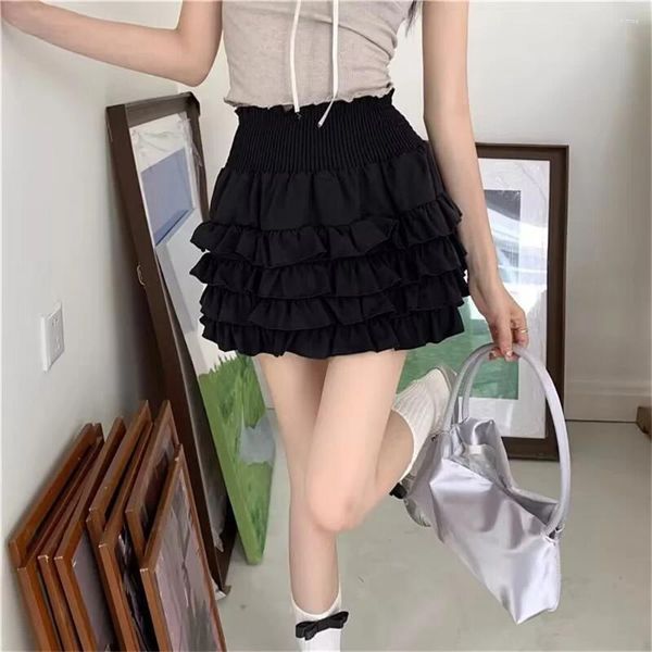 Saias Mulheres Cantura alta Pure Slim Summer College Simple Sexy Sweet Girls Fashion Roupos de moda 2024 Vestido de baile coreano mini