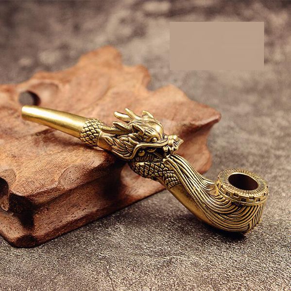 Ultimi tubi di fumo in rame in bronzo Dragon Head Strumento Metatore Tobacco Pipi di sigaretta a mano Accessori per cucchiaio asciutto Accessori olio ciotola