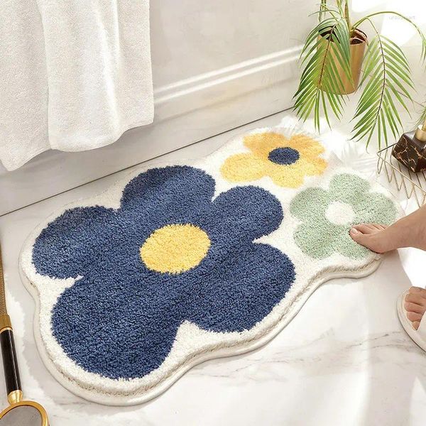 Tagni fiori tufting tappetino da bagno portemat morbido tappeto soffice camera da letto moquette tappeto antiscivolo cuscinetto estetico per la casa decorazione