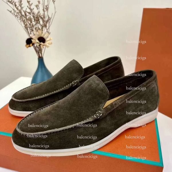 24s Loro piano lp sapatos casuais sapatos loro passeios abertos summer caminhar sapatos de deck sude loafer city city preguiçoss homens homens lp mocassins de camurça no meio de corte com caixa