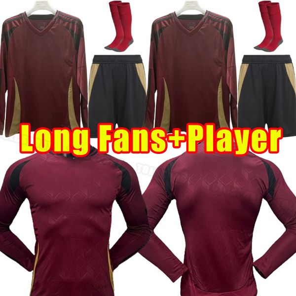 Long Sleeve -Fans Spieler Belgien 2024 Fußballtrikots Nationalmannschaft de Bruyne Hazard Courtois Lukaku Tielemans 24 25 Batshuayi Fußball -Hemd Kits