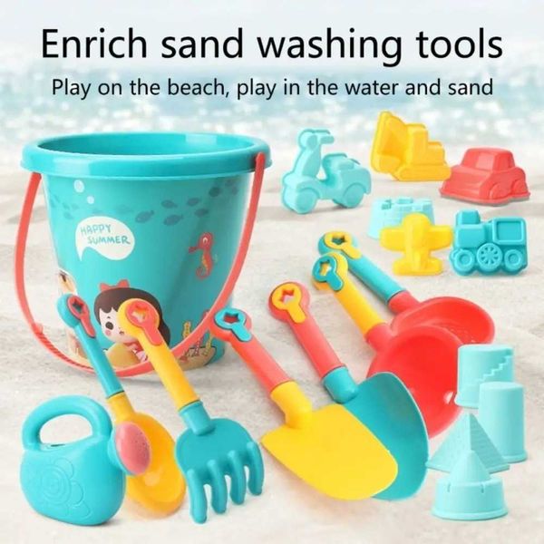 Sand Play Water Fun 18 set di set di giocattoli da spiaggia per bambini set di clessidri per bambini da viaggio per bambini con utensili da esterno con rastrello a sabbia rastrella