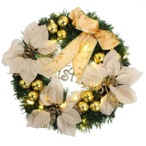 Fiori decorativi decorazioni per porte anteriori ghirlanda natale decorazioni artificiali realistiche fiore illuminazione pvc sospesa ornamento ghirlanda