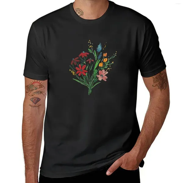 Erkek Polos Suluboya Soyut Çiçek Buket T-Shirt Ter Artı Boyutlar Erkekler için Tişörtler Pamuk