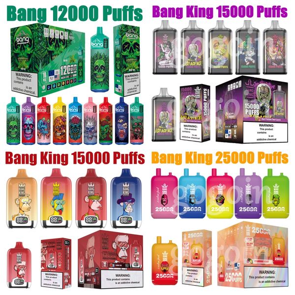 Bang King 12000 15000 25000 Puffs Einweg -Vape E -Zigaretten Smart Screen Puff 12k 15K 25K Kristall 20 ml vorgefüllter Schot