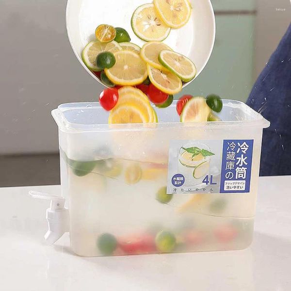 Garrafas de água 4L de dispensador de geladeiras multifuncionais com recipiente de geladeira de torneira bebida de grande capacidade para bebidas frias