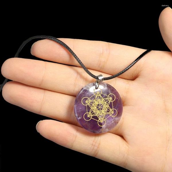 Dekorative Figuren natürliches Material Amethyste Halskette sechs Punkte Sternkristallblume des Lebens Seelenheitige Freund und Freundin