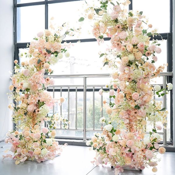 2 pezzi Decorazione del matrimonio Pianta di fiori artificiale Stand Rattan Belvenuto Punga Balloon Arch Props da sposa Metal Baptism Stage Sfondo 246Z