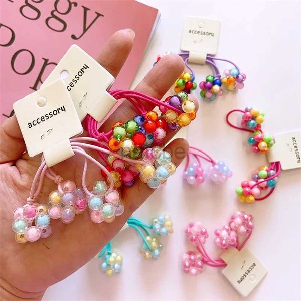 Accessori per capelli 2 pezzi/set di cinghiali per capelli colorati carini adatti alle ragazze elastiche elastiche perle per perle per bambini Accessori rosa per bambini D240513