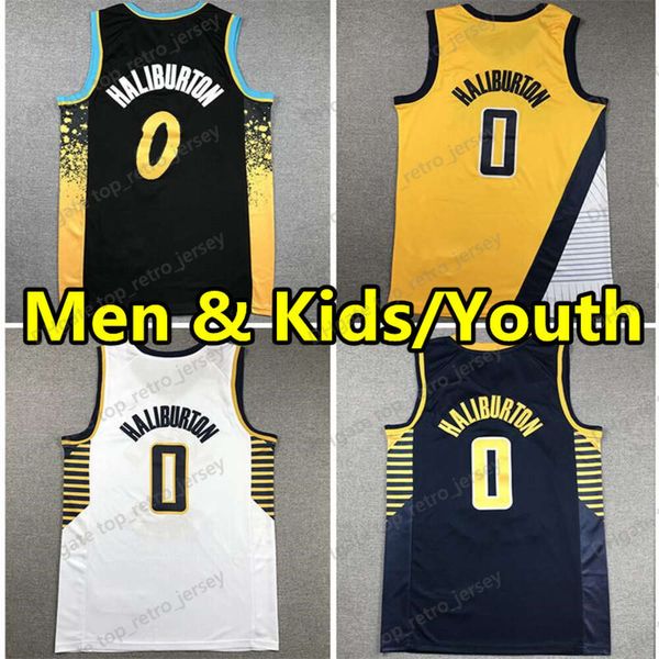 #0 Tyrese Haliburton Men Youth Kids Basketball Maglie da basket Pacer 23 24 Indianas New City Jersey Wear Vest