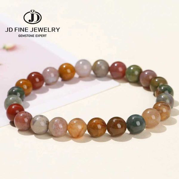 Braccialetti di fascino jd thiet natural pietra india agata chakra perle braccialetti donne uomini elastico energia di guarigione yoga buddha braccialet braccialetti digate da braccialetti y240510