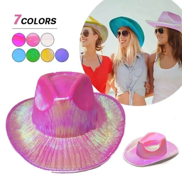 Cappello da cowboy di glitter neon spazzolino scintillio berretto luccicante elografico cappelli fluorescenti di Halloween COSTUME Accessori per feste S S S