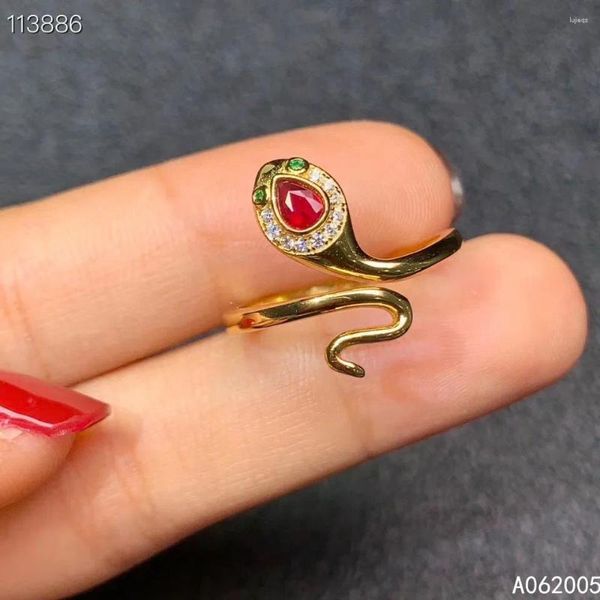 Anelli di cluster Anello ruby regolabile naturale intagliato Kjjeaxcmy per gioielleria fine 925 argento sterling bellissimo test di supporto lusso