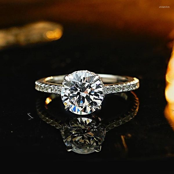 Clusterringe runden Diamant 925 Silberring Set mit hohem Kohlenstoff acht Sternen und Pfeilen Vorschlag Hochzeit Schmuck