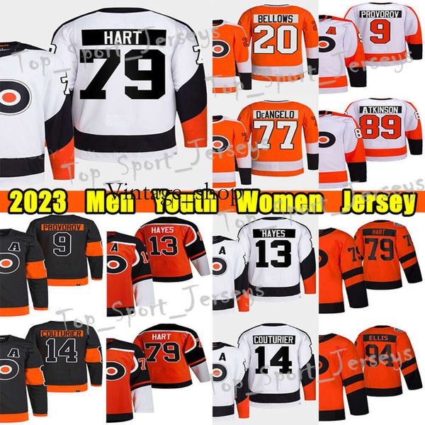 Vin #79 Carter Hart Reverse Hockey Retro Hockey #14 Sean Couturier #13 Kevin Hayes Ivan Provorov Ryan Ellis Eric Lindros Bobby Clarke Konec