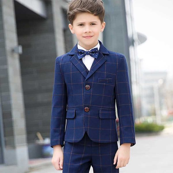 Ternos de ternos escolares formais para casamentos Flower Boys Blazer camisa de camisa Torna gravata 5pcs Tuxedo Kids