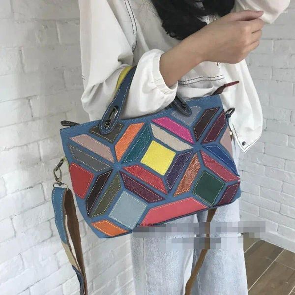 Omuz çantaları San maries rahat çanta moda patchwork kabuğu messenger marka kadın totes crossbody women deri çanta