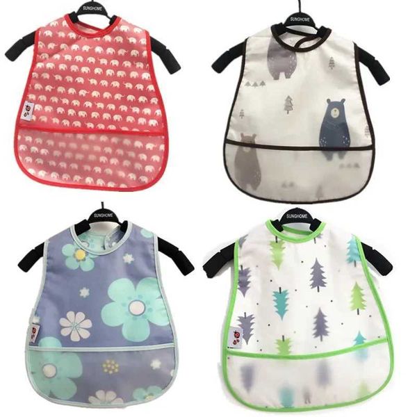 Bibs Burp-Tücher Baby Bib 0-3 y Eva Plastik wasserdichte Kinder Mittagessen Fütterung Rülpsen Stoff Jungen und Mädchen Cartoon Speichel Handtuch Neugeborene gedruckte Lätzchenschürze D240513