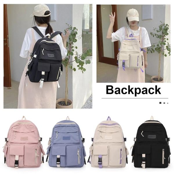Schultaschen Einfache Leinwand Rucksack großer Kapazität Student Hit Color Laptop High Book Bag Casual Travel Tragbarer Freizeit Rucksack