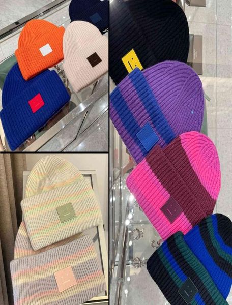 2021 Y Face Badge Expression Paste Cloth Cappello in lana ricamato a colori solidi Cappello a maglia da uomo e da donna1479938