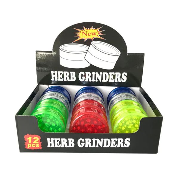 Smoke Shop Herb Grinder Bong con macinine di tabacco in plastica da 60 mm da 3layer per fumare smerigliatrici acriliche in magazzino