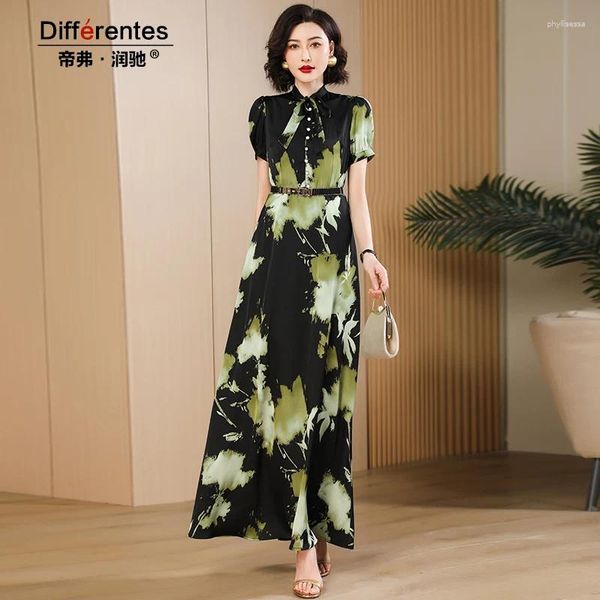 Lässige Kleider Sommer Frauen Langes Kleid gedruckter Blumen kurzärmelige Party Abend Mädchen Luxus Vintage Erwachsener Ball