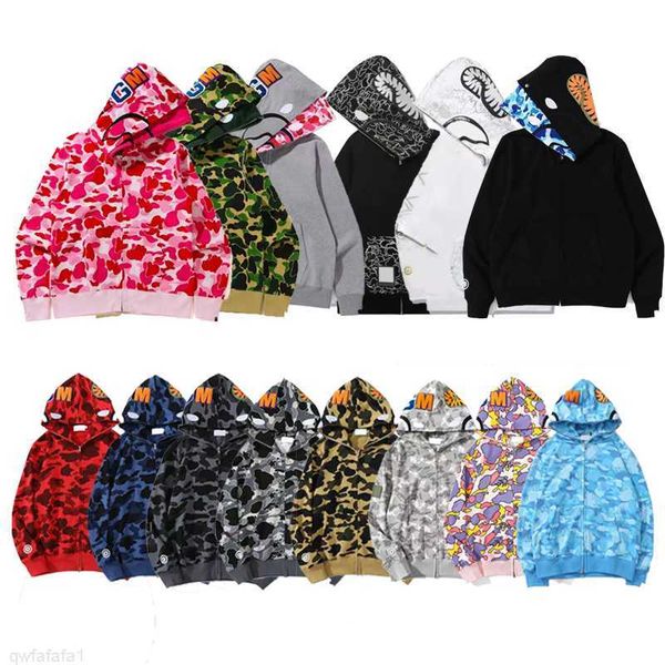 Top Craftsmanship Mens Hoodies Designer Men Women Shark Full Zip Tie Tye Giacca con cappuccio Grida color stama Camo Spazza