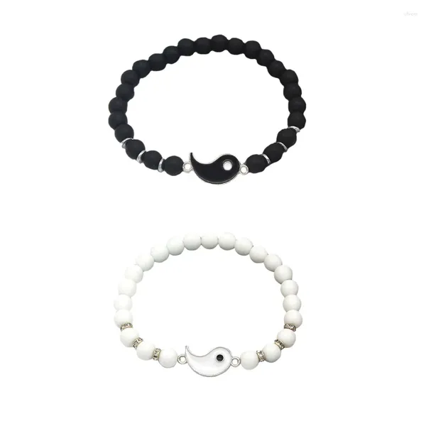 Bracelets de charme 2 PCs Yin Yang Bagua Bracelet Acessórios de praia Liga amante liga significativa Bangle Decorativa