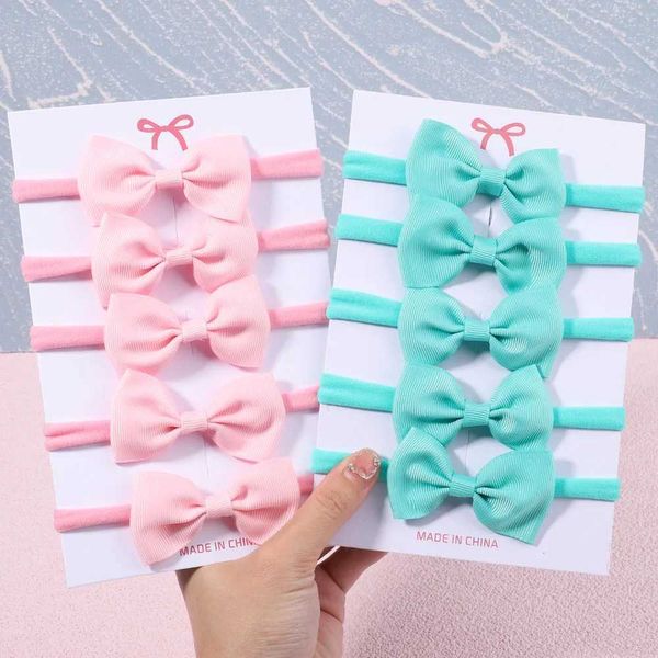 Acessórios para o cabelo 5pcs/set Novas meninas colorido sólido bóstia elástica para crianças para crianças grograin ribbon headwear acessórios de cabelo infantil por atacado