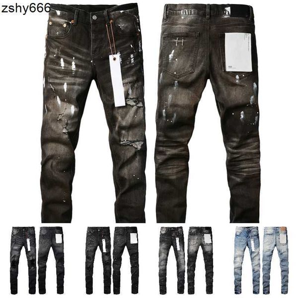 Männer Designer Jeans Purple Brand Street Modedesigner Jean zerrissen Vintage Denim Hosen Herren Sommerloch Hight Grey Jeans mit Tag für Männer Frauen Jugendliche zum Verkauf Yu