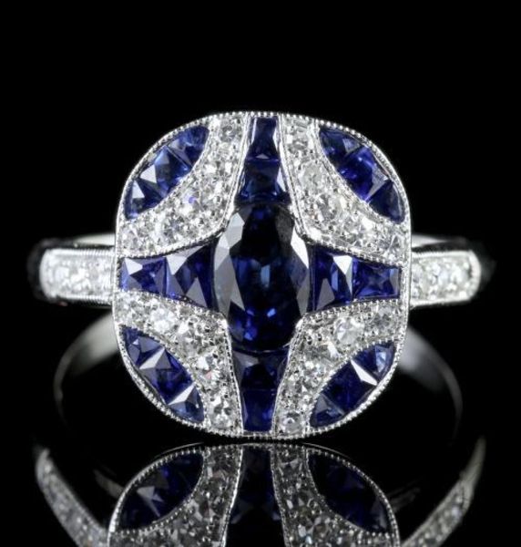 Vintage Blue Sapphire Ring 925 Sterling Silber Diamond Schmuck Engagement Cocktail Party Eheringe für Frauen Größe 6 101339785