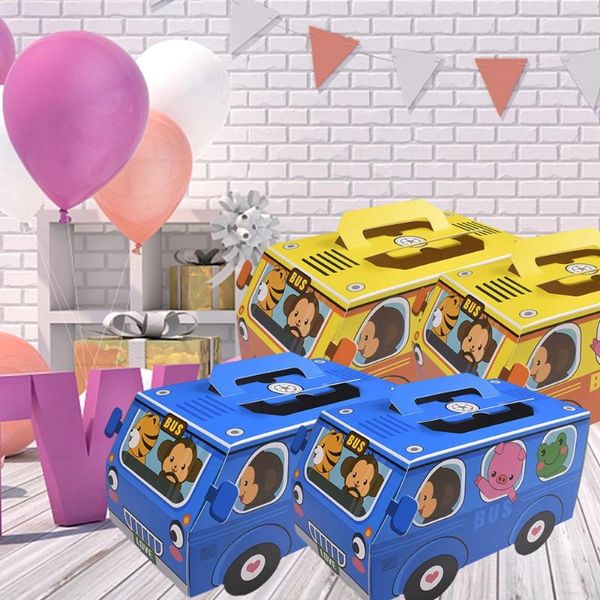 Wrap regalo 5/10 pezzi Cartoon Car Candy Box Bus Party Lovely Animals Baby Shower Kids Birthday Forniture