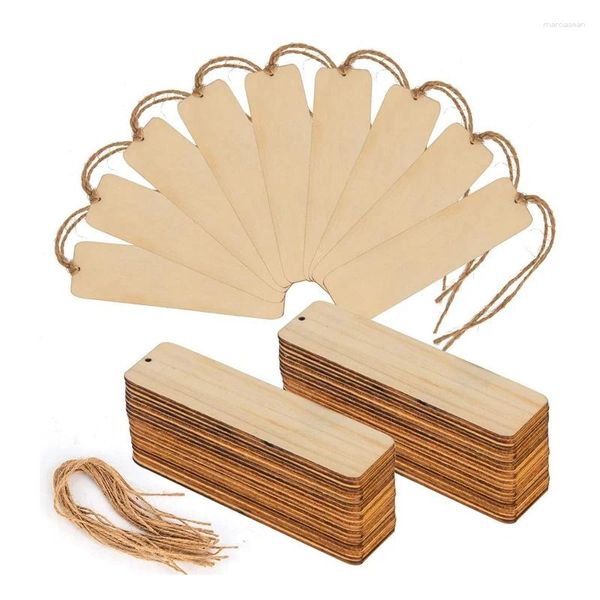 Schlüsselanhänger 50 PCs Holz leere Lesezeichen unfertige hölzerne Buchmarkierungen Hängen mit Löchern und Seilen DIY -Handwerksprojekte