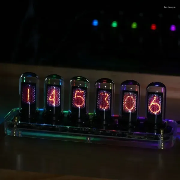 Relógios de mesa Glow nixie tube relógio aplicativo móvel ips exibir imagens de imagens digitais modernas dígitos multifuncionais de desktop