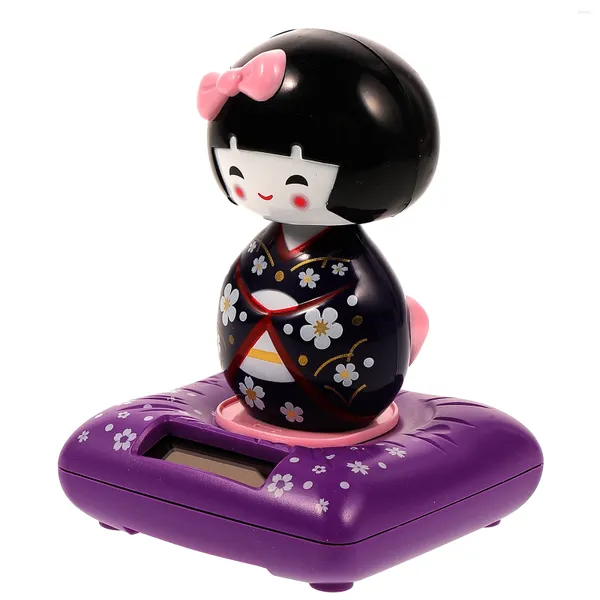 Декоративные фигурки сидящие Geisha Girl Solar Powered: японский автомобиль Kimono Home Decor Pigturine Purple Corean