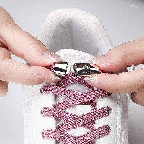 PECES DE TONOS FIGLE METALLE FUNCENDO RAPAMENTE E ROUTE SHOELACES SNEAKERS 8MM DE LGANHO SAPATOS PLOTOS SEM ANELOS ACESSÓRIOS DE ANAGOS 25 COLORES