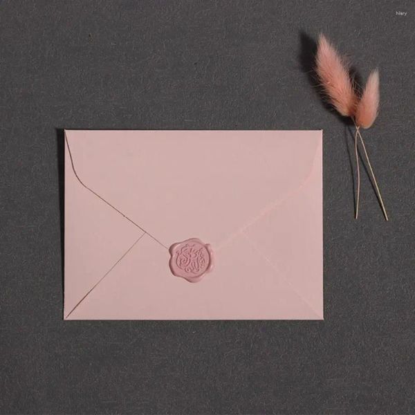 Geschenkverpackung romantischer rosa Umschlag Set Wachs Seals Paper Postkarte Segen dankt Geburtstagskartendekoration Einladungskarten