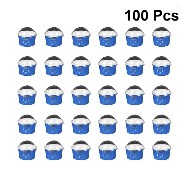 Copas descartáveis falhas 100pcs 85/200ml Cream de papel de sorvete com meia capa de sobremesa tigela (azul)