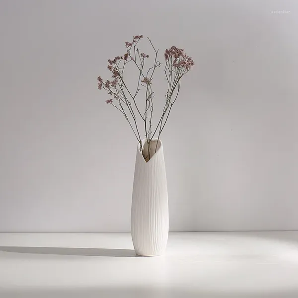 Vasos Vasos de Cerâmica Branca Estética Vasos Para Porcelana de Porcelana Seca Decoração de Casa Acessórios de Mesa Simples Interior