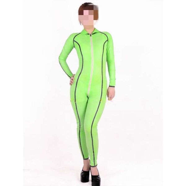 Abito in lattice in gomma full body women green chiaro sexy tattiera con maschera taglia xs ~ xxl cosplay, costumi per la gatta in maschera