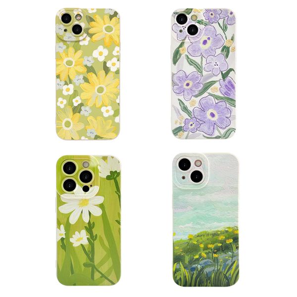 Custodia per telefono dipinto Fiori di pittura ad olio per Apple 15 14 Telefono All-Inclusive 12 Soft Shell Case iPhone