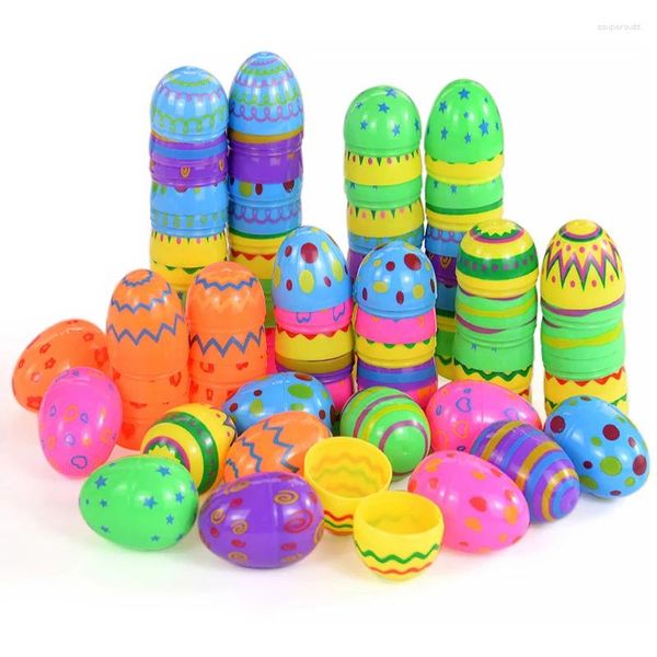 Decorazione per feste 12 pezzi di apertura di Pasqua apribile uovo colorato di plastica colorato per bambini